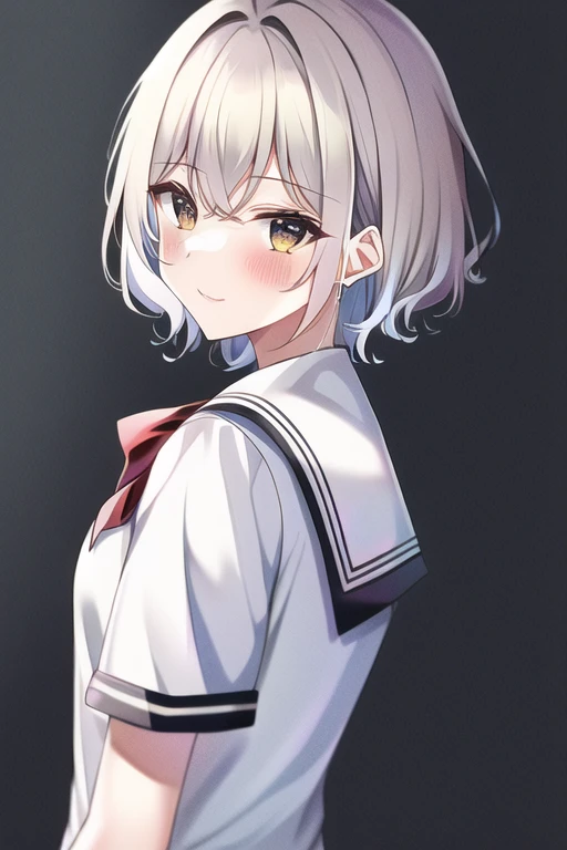 [NovelAI] cabello corto cabello ondulado chica hermosa uniforme escolar estudiante de secundaria [Ilustración]
